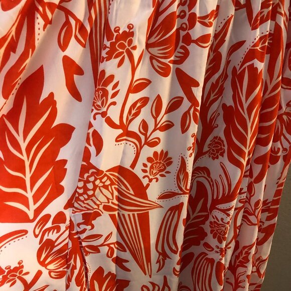 Unique Vintage White Orange Parrot Empire Waist Puff Sleeve Midi Dress - NWT - Picture 11 of 11